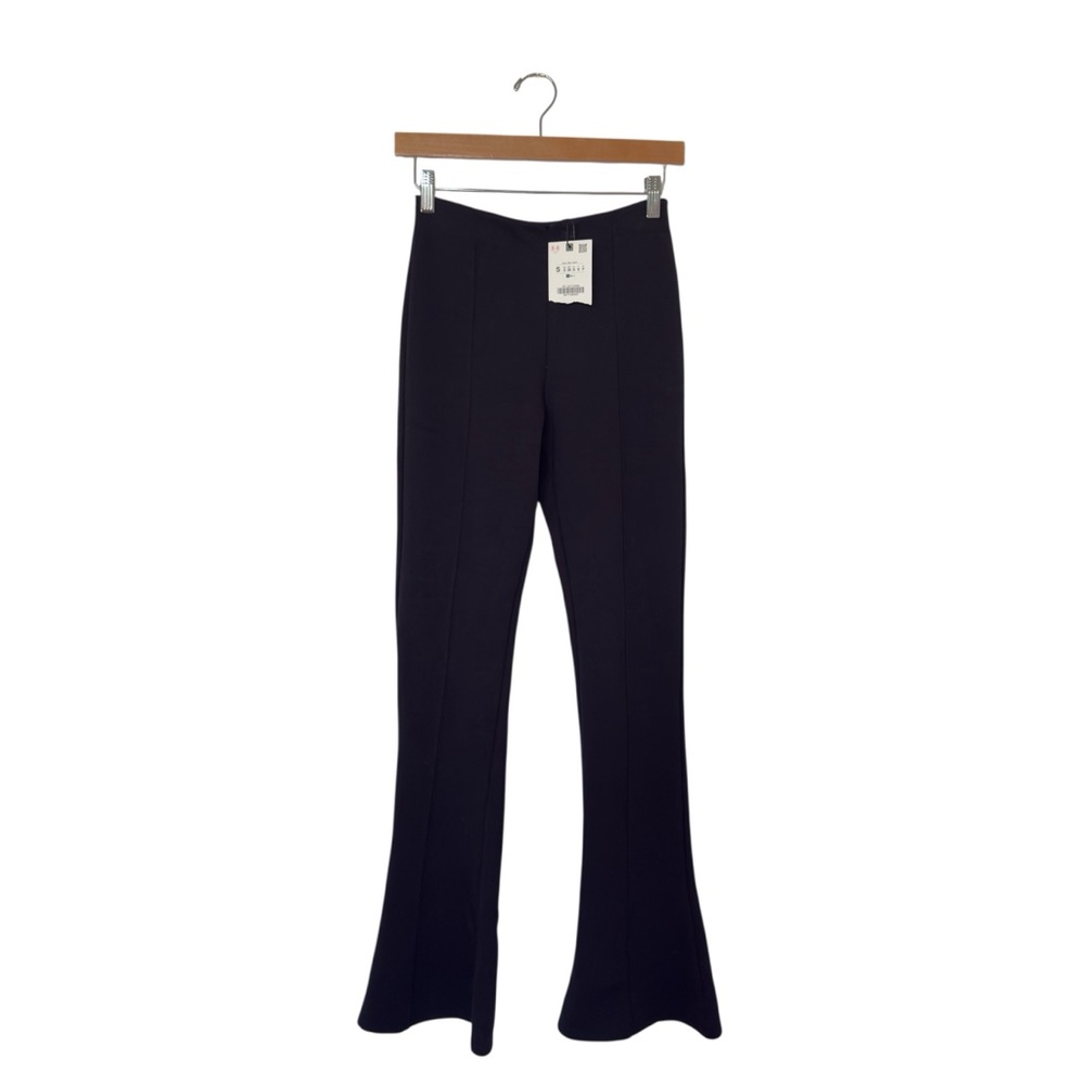 Zara Small Black Contouring Stretch Flare Trouser Dress Pants Minimalist Y2K